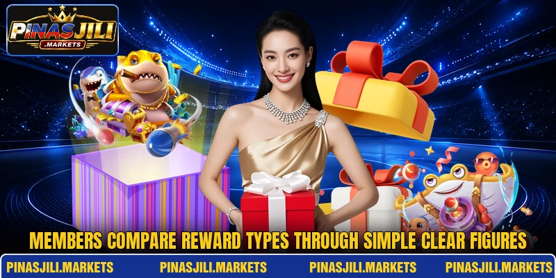 Members compare reward types through simple clear figures Members compare reward types through simple clear figures